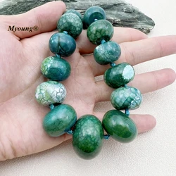 19.5Inchs Graduated Blue Large Dragon Veins Agates Rondelle Nugget Beads For DIY Choker Necklace Making MY230852