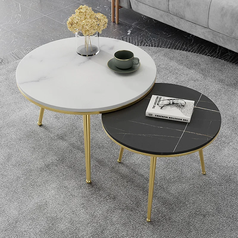 

Nordic Slate Side Table Modern Minimalist Small Apartment Light Luxury Home Marble Round Table Coffee Table for Living Room Desk