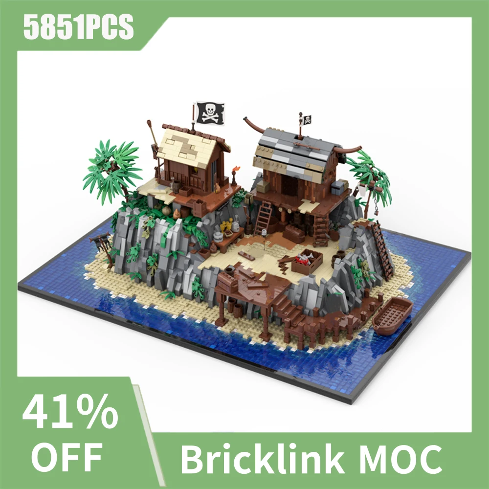 

New 5851PCS medieval Pirate Series MOC Pirate Hideout model DIY creative ideas children Toy Birthday Gift building blocks