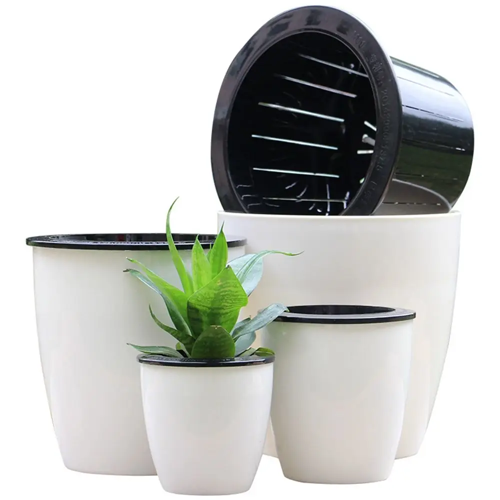 

Round Automatic Self Watering Desktop Decoration Office Planter Plants Basket Home Decor Flower Pots