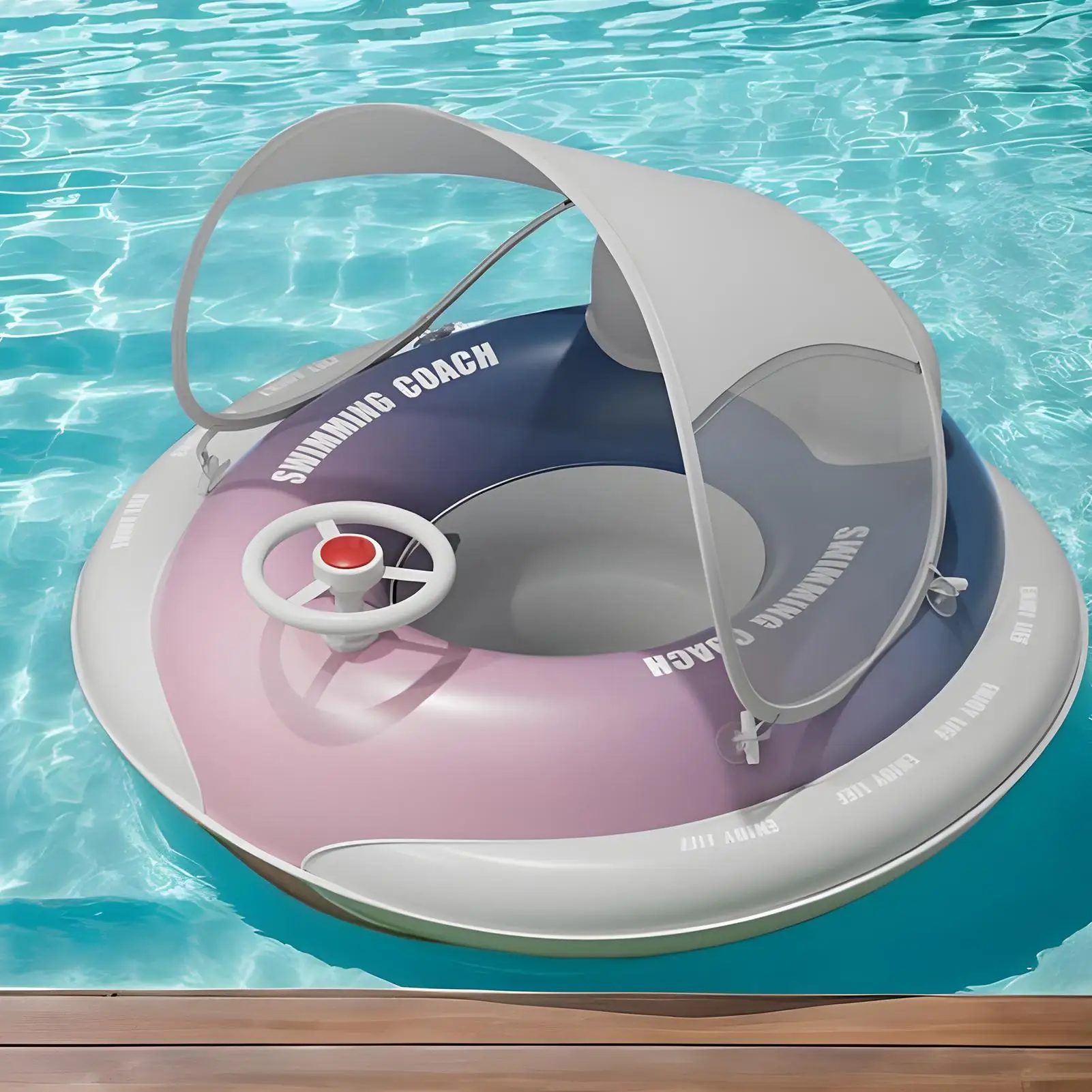 Flotador de piscina para bebé con dosel, protección solar, cómodos círculos de natación, asiento flotante, juguete para patio trasero, baño, equipo de juego de agua