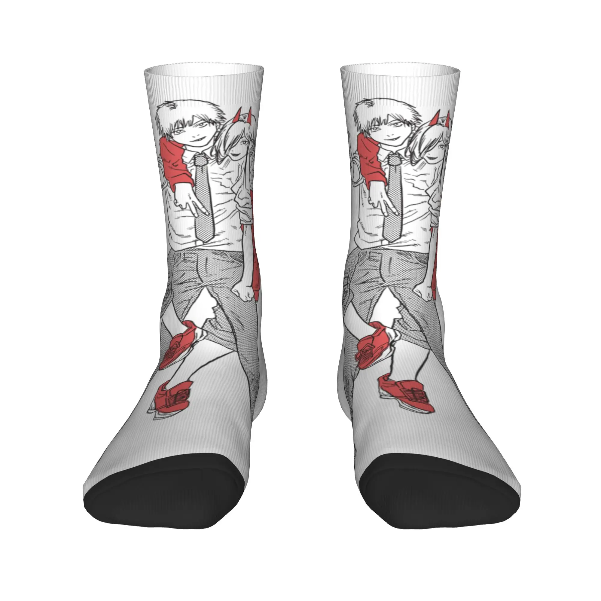 Winter Warm Funny Unisex Chainsaw Man Denji and Power Socks Anime Manga Breathable Basketball Socks
