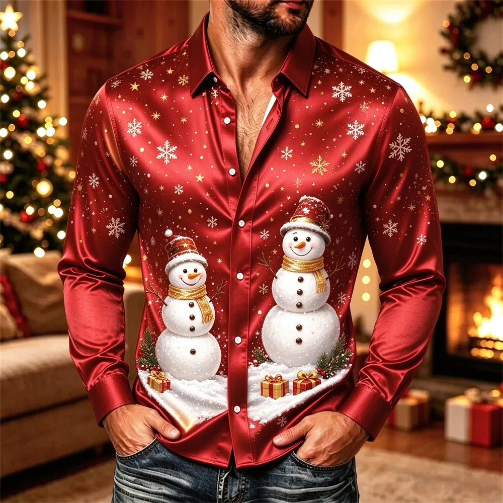 Mens Satin Silk Dress Shirt - Camicia da uomo in raso a