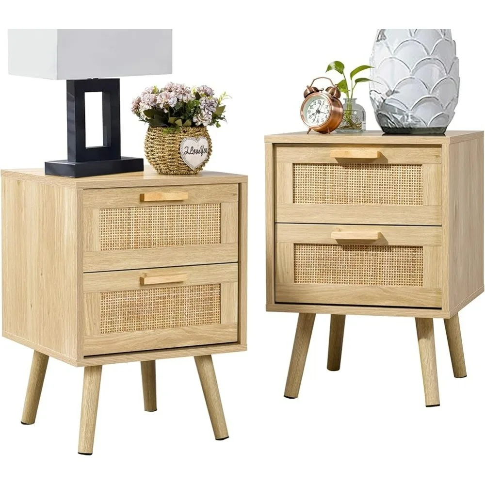 

Wood Accent Table With Storage for Bedroom Furniture Nightstand Bedside Tables Natural Nightstands Set of 2 Pack Freight Free