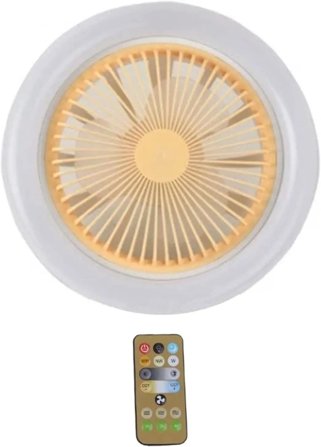 Ventilador de techo 2 en 1 con luz LED y Control remoto, ventilador de tornillo E27, modo de tres velocidades, Control de pared, luz de dormitorio