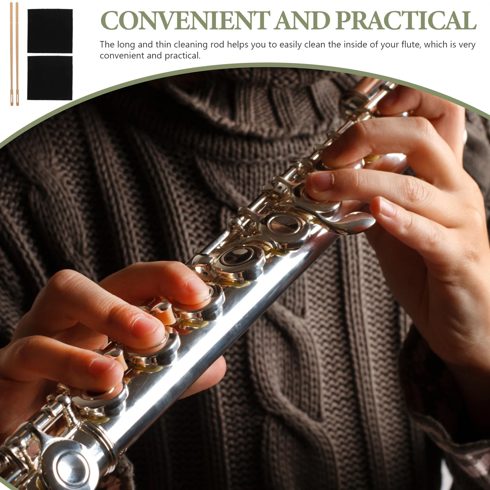 

Flute Cleaning Rod Maintenance Tools Clarinet Care Kit Saxophone Stick Fabric Cloths Musical Instrument