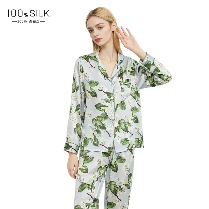 2025  New Silk Pajamas  set Woman Long Sleeve 100% Mulberry Silk High-End  12mm-40mm