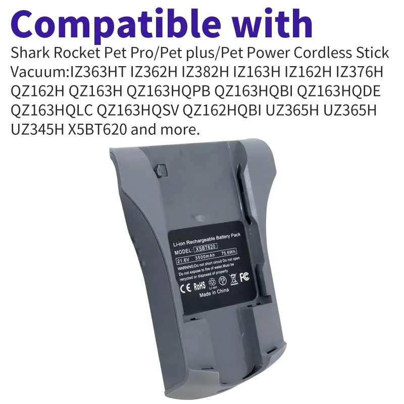 High-Quality Battery Compatible for Shark XSBT620 IZ363HT IZ362H IZ382H IZ163H Vacuum Cleaner