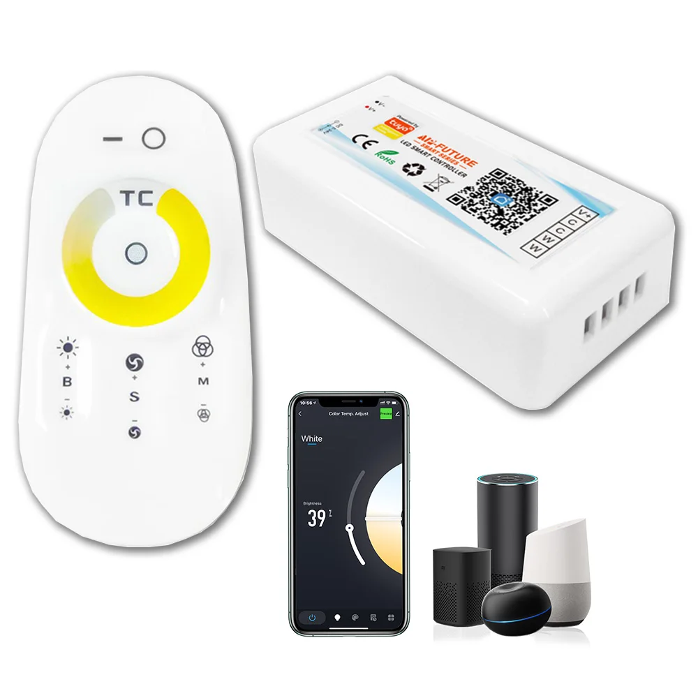 aipintech led cct controller 12v 2.4g rf remote control 24v cct color cob strip light app wifi led dimmer controller