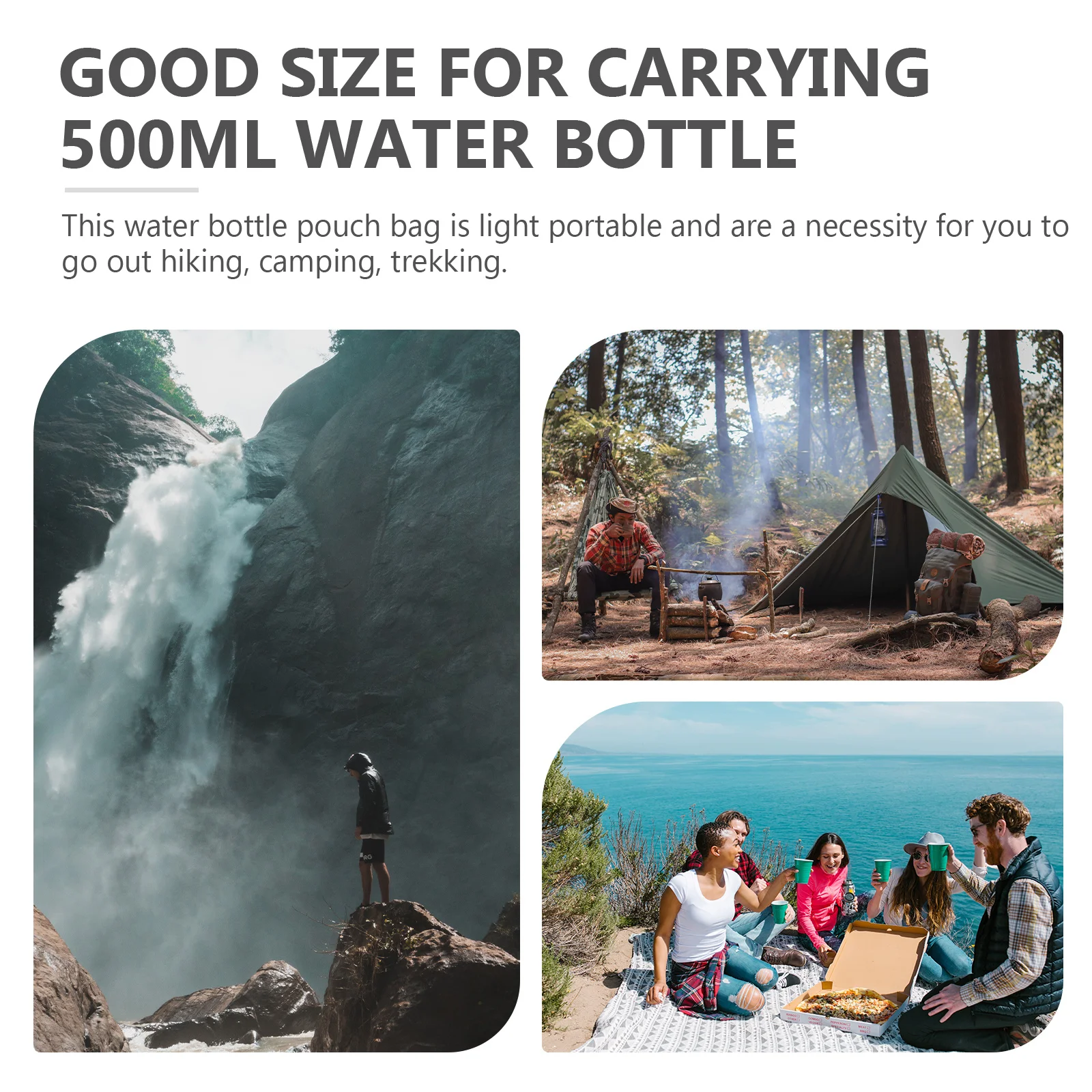 

500Ml Insulated Water Bottle Pouch Durable Neoprene Cooling Sleeve For Hiking Camping Trekking Portable Bottle Carrier Bag