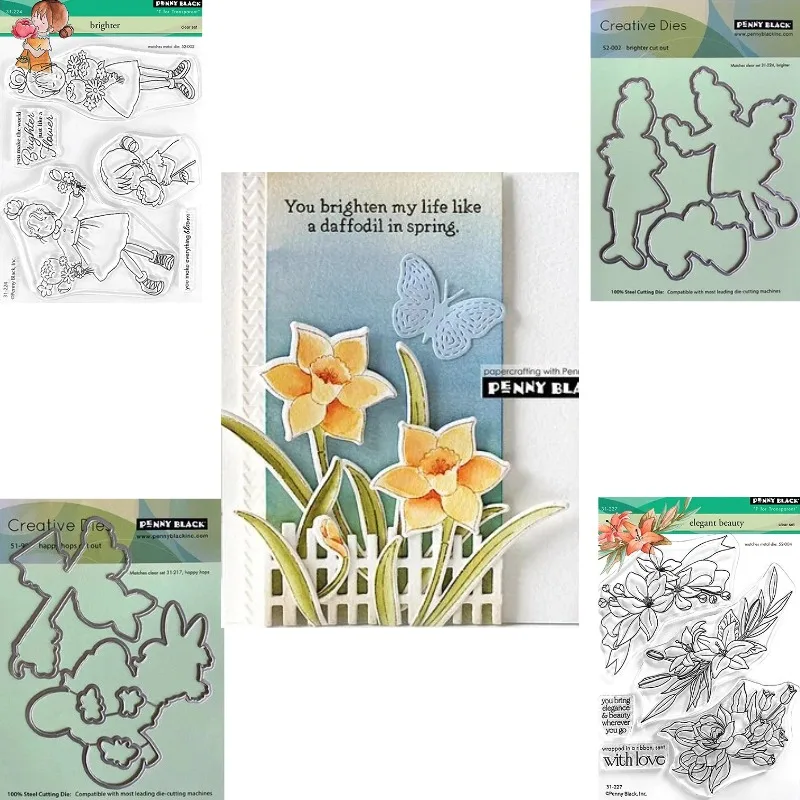 Daffodils Wishes Hope Floral Smile Metal Cutting Dies And Stamps For Scrap Booking Stencil Embossing Mold DIY Paper Cards Craft