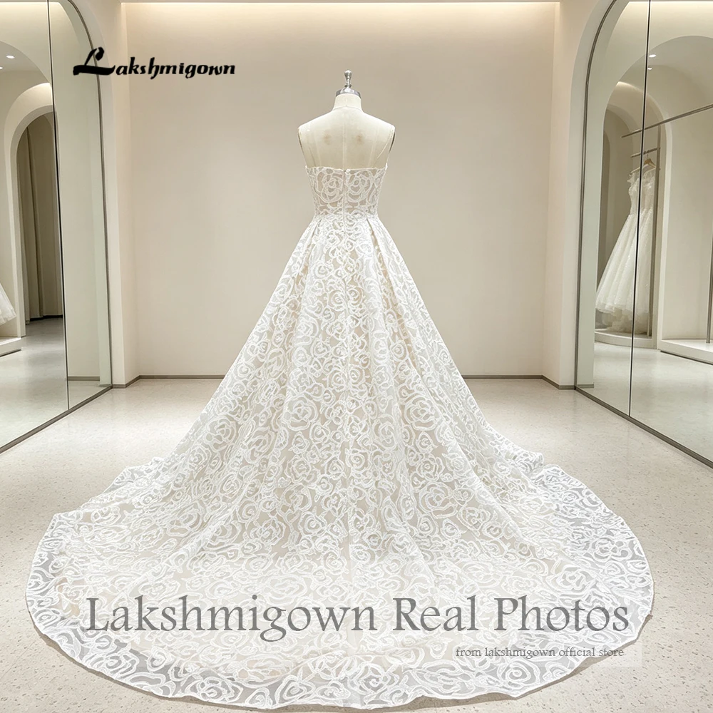Lakshmigown Blumen-Spitzen-Hochzeitskleid mit Herzausschnitt, Boho-Stil, Strand-Sommer 2027, Lange Kleider, Sexy Brautkleider, Echte Fotos, Maßanfertigung – Detail 7