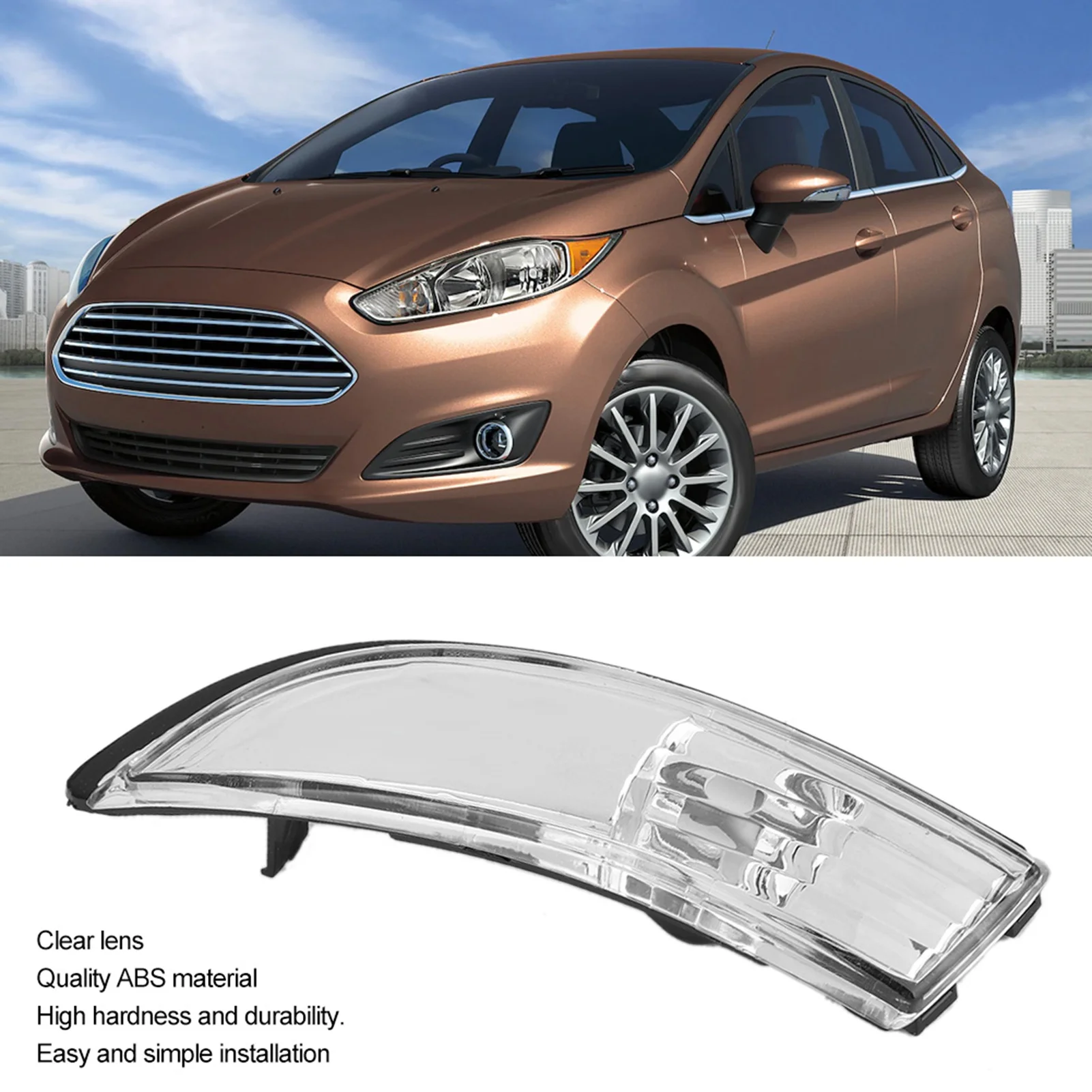 Door Wing Mirror Indicator Lens Clear Fits for Ford Fiesta MK7/MK7.5 2009-2017 Indicator Lens Door Wing Mirror Indicator Lens