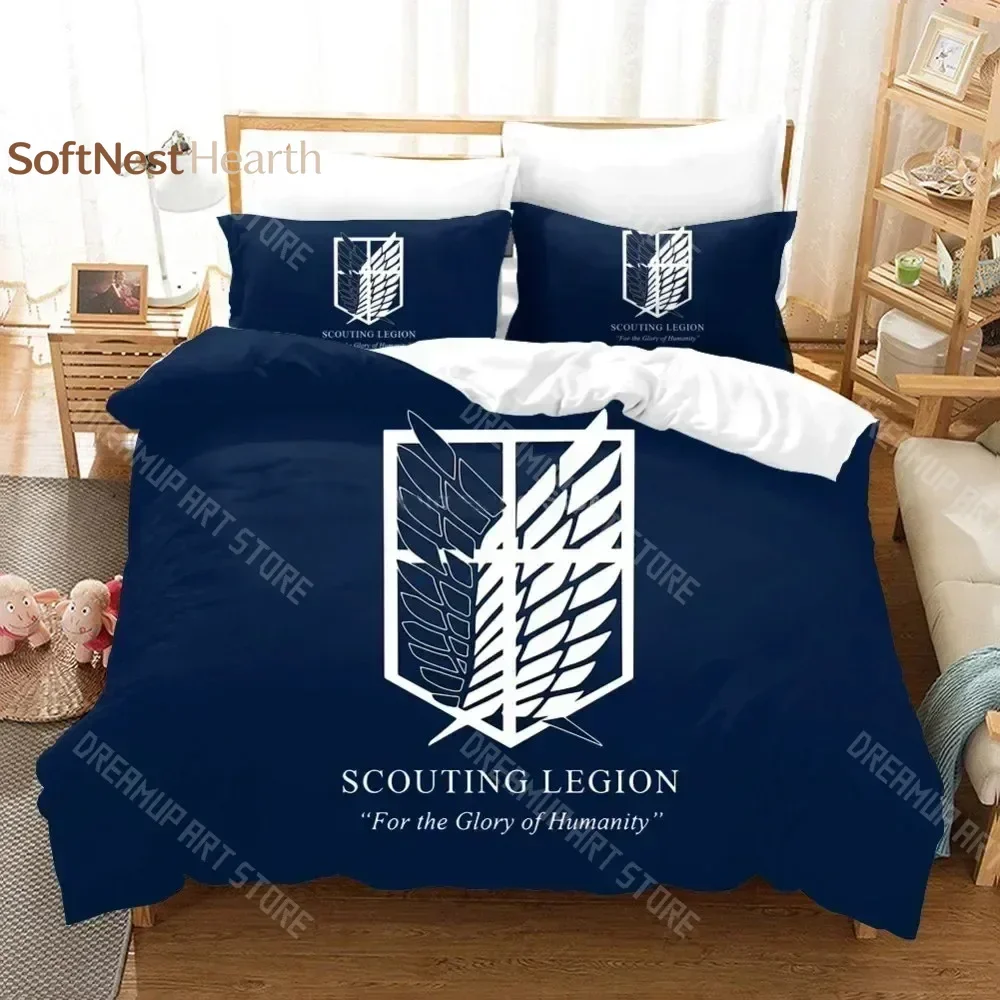 2026 3D Print Attack On Titan AOT Anime Bedding Set Duvet Cover Double Twin Full Queen King Adult Kids Bedclothes Quilt Cover