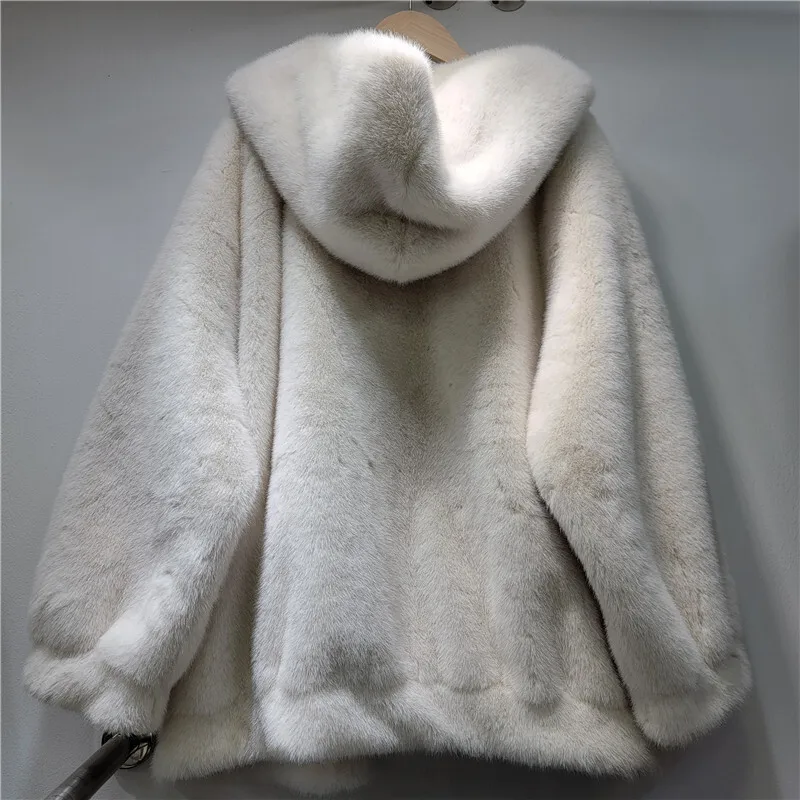 WTHT 패션 여성용 단색 인조 모피 따뜻한 코트 2025 겨울 트렌디 후드 긴 소매 재킷 여성용 1LS2696