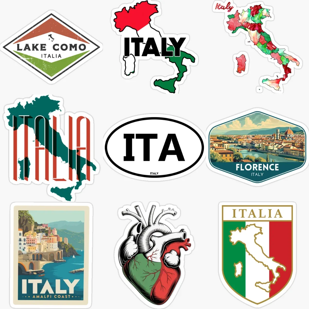 

Italy Italia Flag Map Creative Personalized Car Stickers for Car Van Window Helmet Wall Decoration Accessories