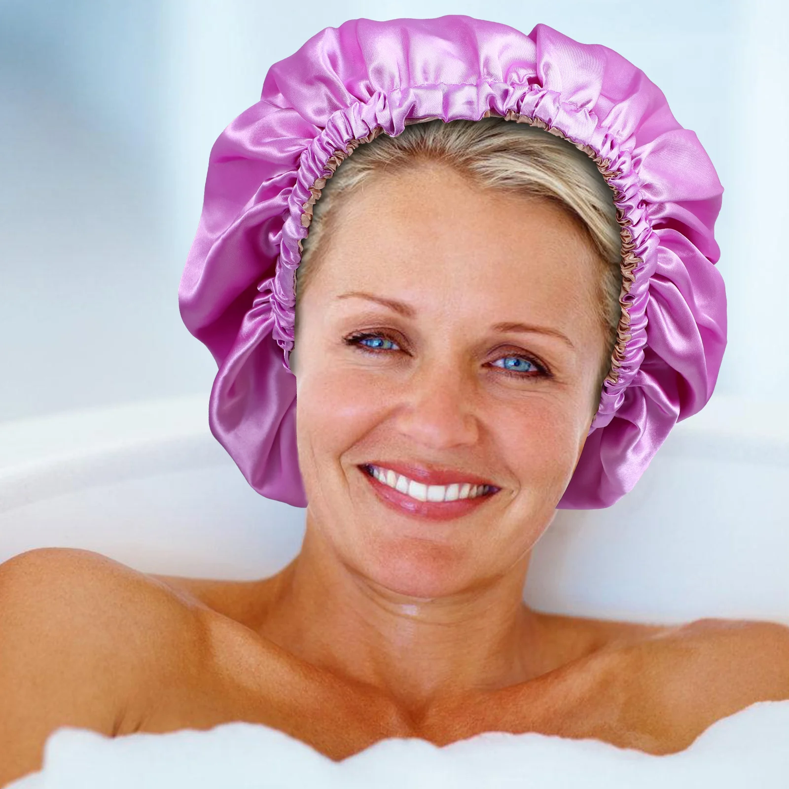 

Elastic Wide Decorative Sleeping Cap Soft Smooth Night Hat Bonnet for Sleeping Women Hair Care Bonnet Chic Caps