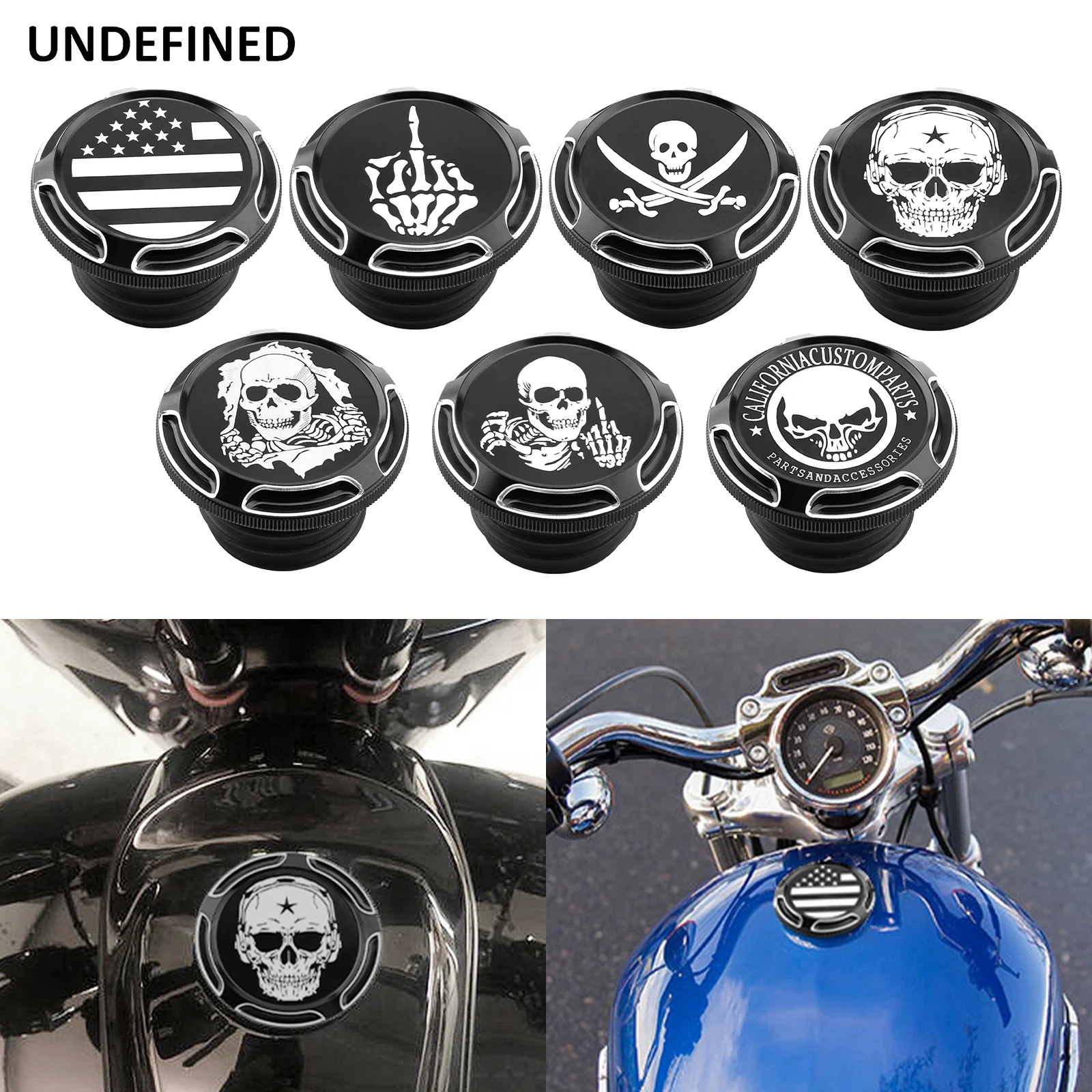 

Motorcycle Skull Fuel Tank Cap Cover For Harley Touring Road King Street Electra Glide Softail Fat Boy Dyna Low Rider 1996-2023