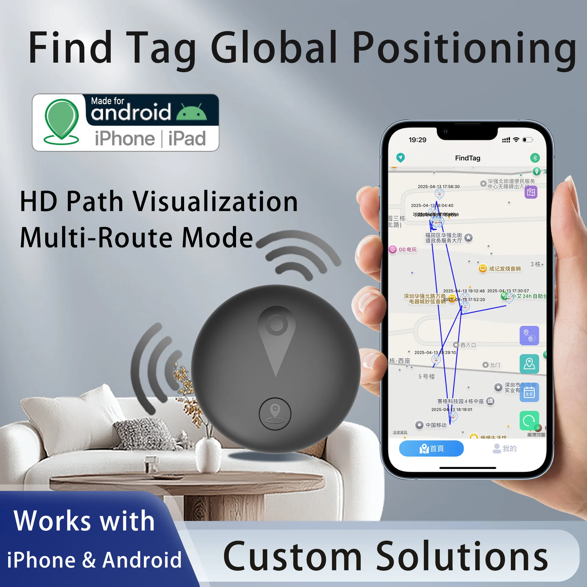 Anti-Lost Tracker AirTag Locator Positioner Tracking Device Work with Android and iOS Smart Tag Elderly Children Car Pet Tracker