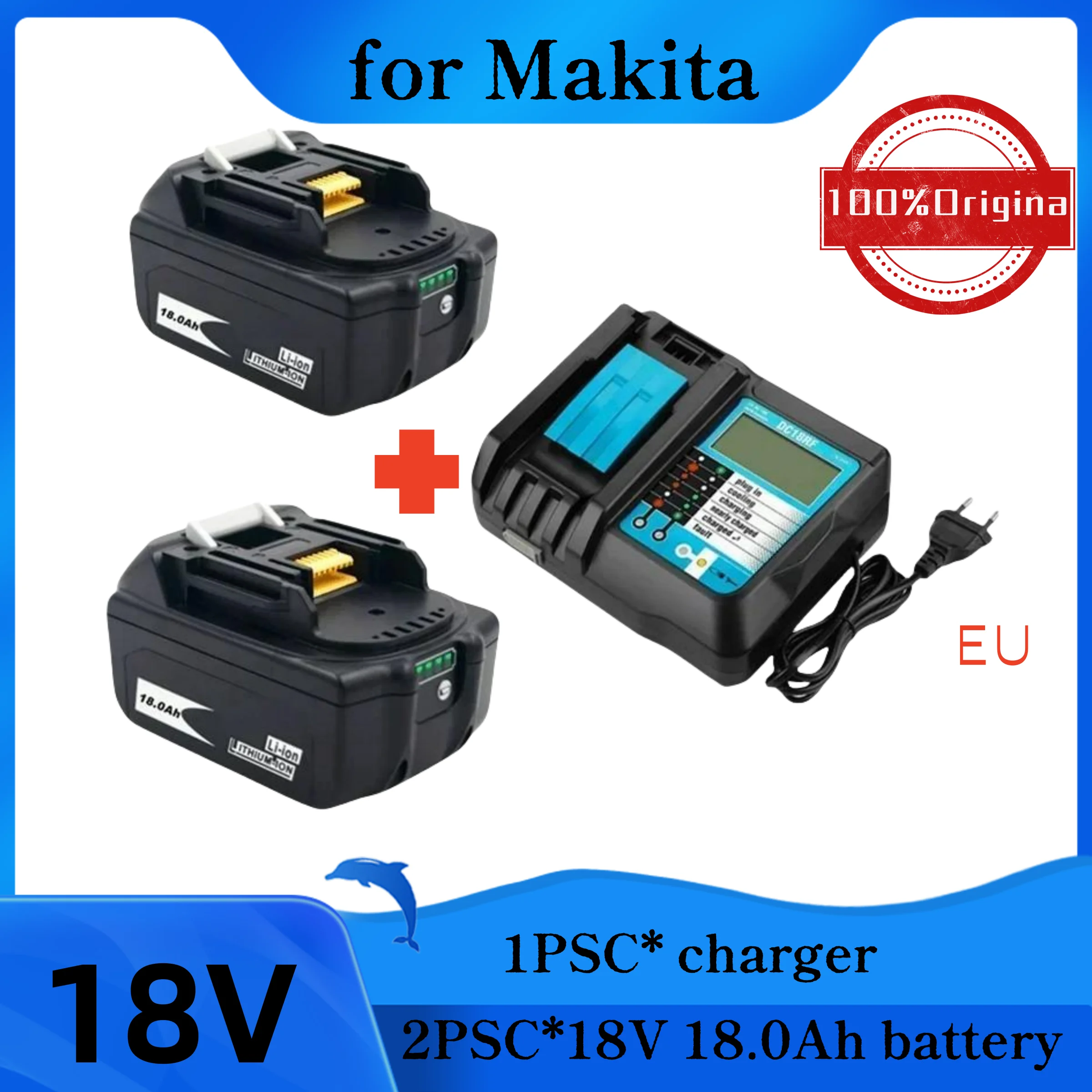 

Для Makita 18 В 18000 мАч аккумуляторная батарея для электроинструментов со светодиодной литий-ионной заменой LXT BL1860B BL1860 BL1850 BL1850B