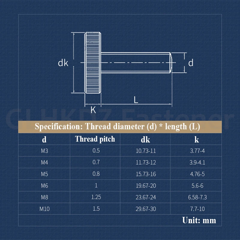 M3-M10 GB835 Galvanized Carbon Steel Flat Head Hand Tighten Screw Knurled Adjustable Thumb Screw Adjustable Screw Bolt