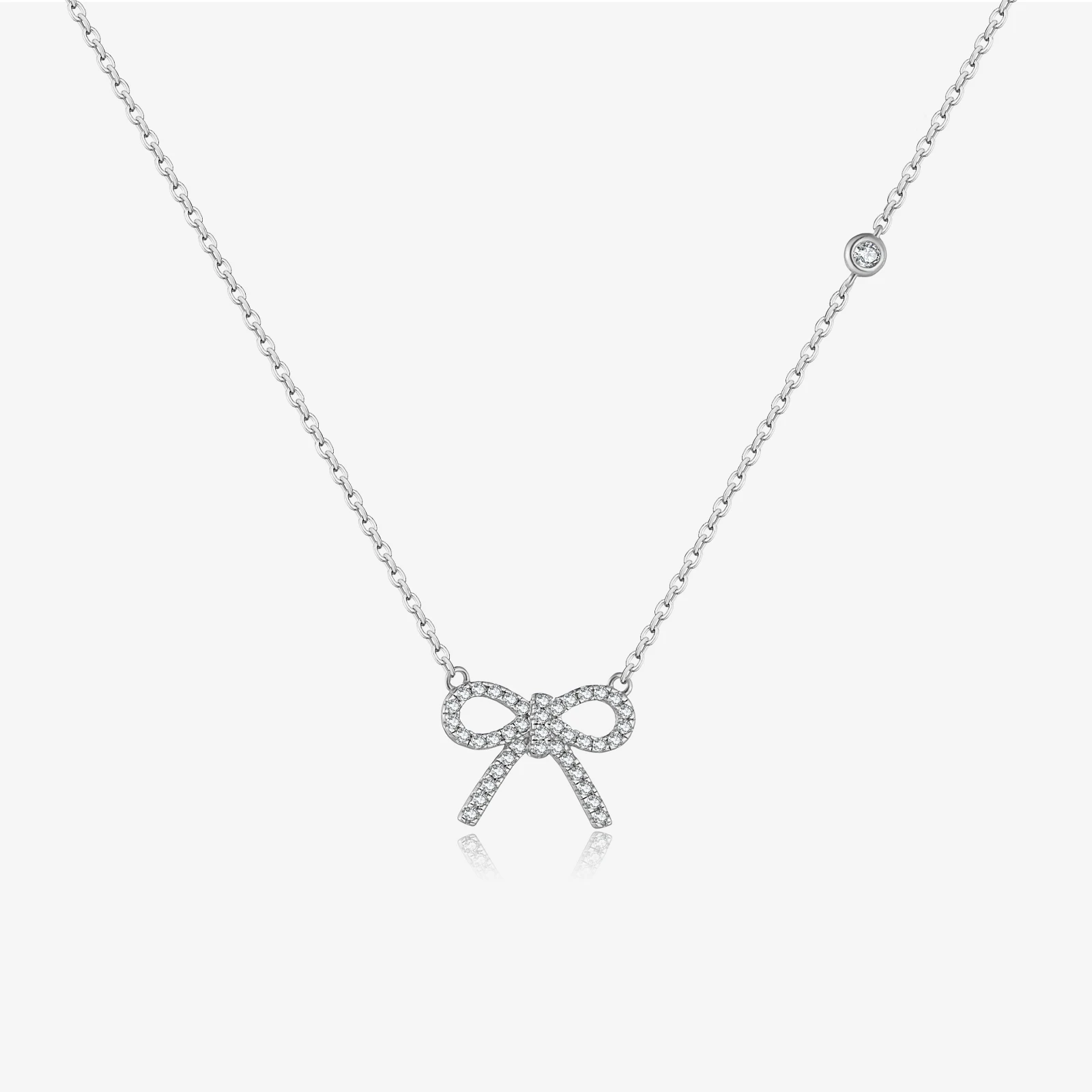 

VEWANT Women 925 Sterling Silver Bow - Shaped Necklace with Zircon CZ 2025 Minimalist Fashion Delicate Design for Women