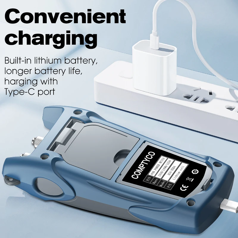 COMPTYCO AUA-350U/A PON Optical Power Meter Rechargeable PON OPM Fiber Optic Tester 1310/1490/1550nm FTTX/ONT/OLT Testing Tool
