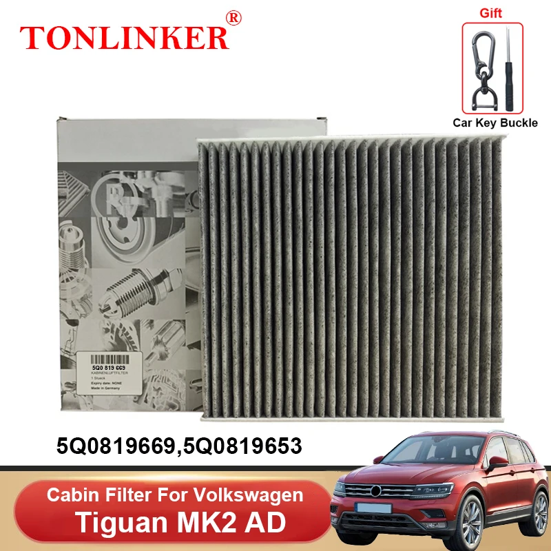 TONLINKER Cabin Filter 5Q0819669 For VW Volkswagen Tiguan MK2 AD 2017 2018 2019 2020 2021 2022 2023 5Q0819653 Car Accessories