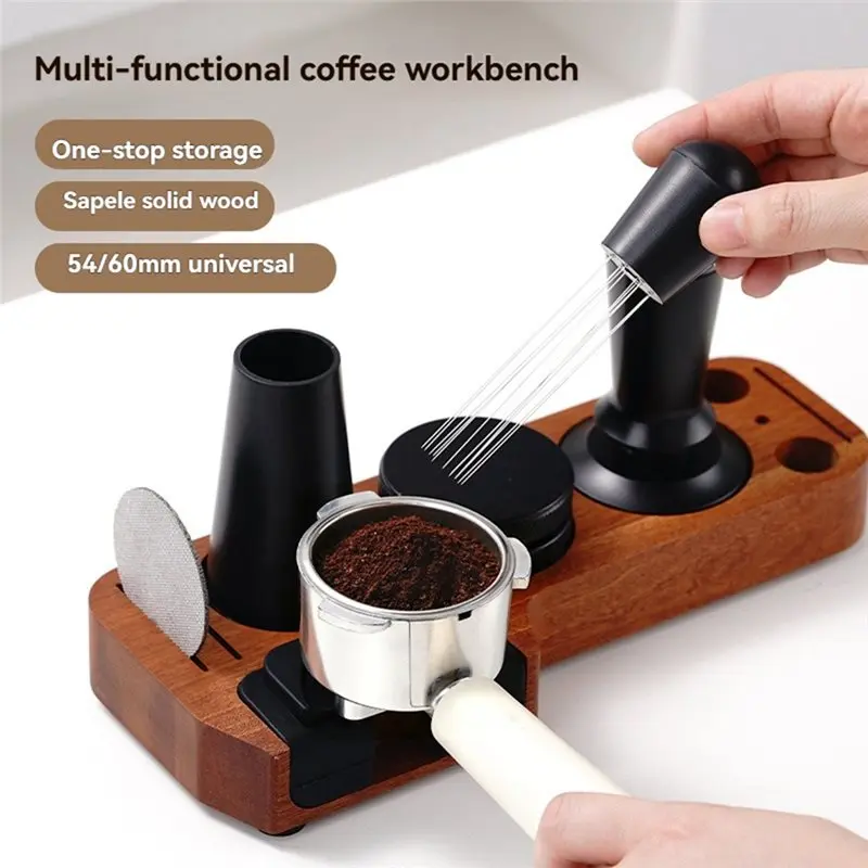 IALJ-WDT Tool Coffee Tamper Set With Tamping Station And Dosing Funnel- 7PCS Espresso Accessories Kit