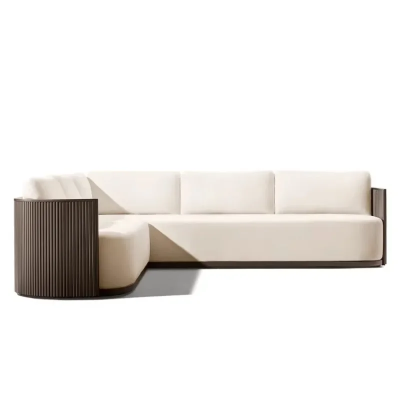 

Luxury garden lounge sofa, all-weather aluminum outdoor furniture set, hotel villa terrace combination L-shaped sofa set