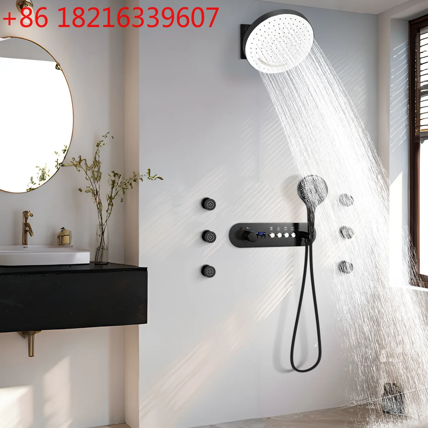 Built-in shower shower set rain top spray home bathroom digital display constant temperature concealed installation