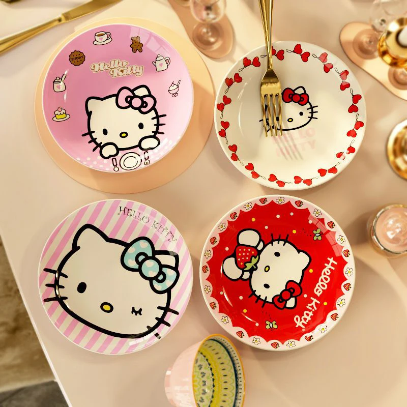 

Sanrio Hello Kitty Kawaii Anime Creative High Beauty Plate Cute Cartoon Home Girl Heart Plate Western Plate Y2K Игрушки для подарков