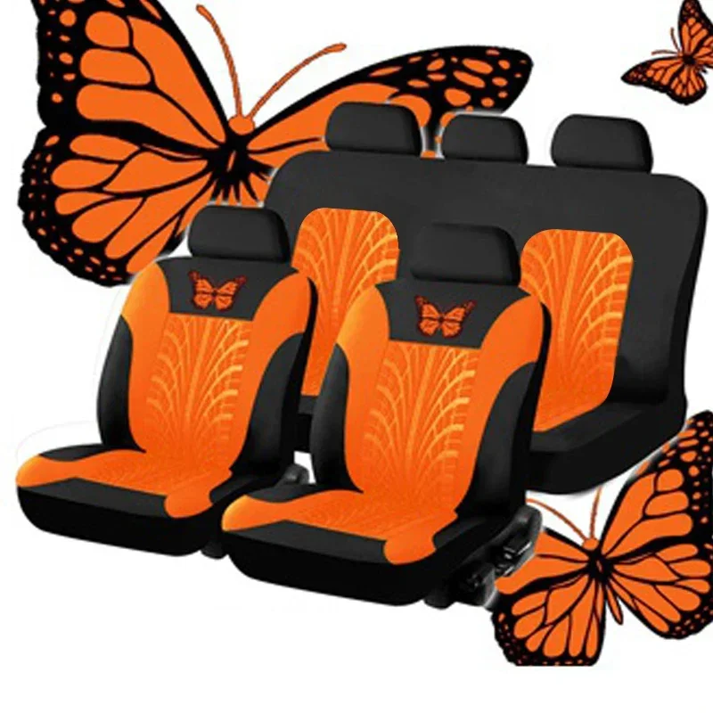 Autositzbezug Komplettset, Universelles Schmetterlingsmuster Stickerei Autositzbezug-Set – Detail 7