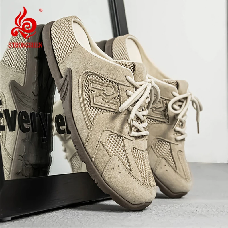 

Мужские повседневные полутапочки, дышащая повседневная обувь для мужчин, модная обувь на шнуровке, роскошные кроссовки на мягкой подошве, мужские теннисные туфли