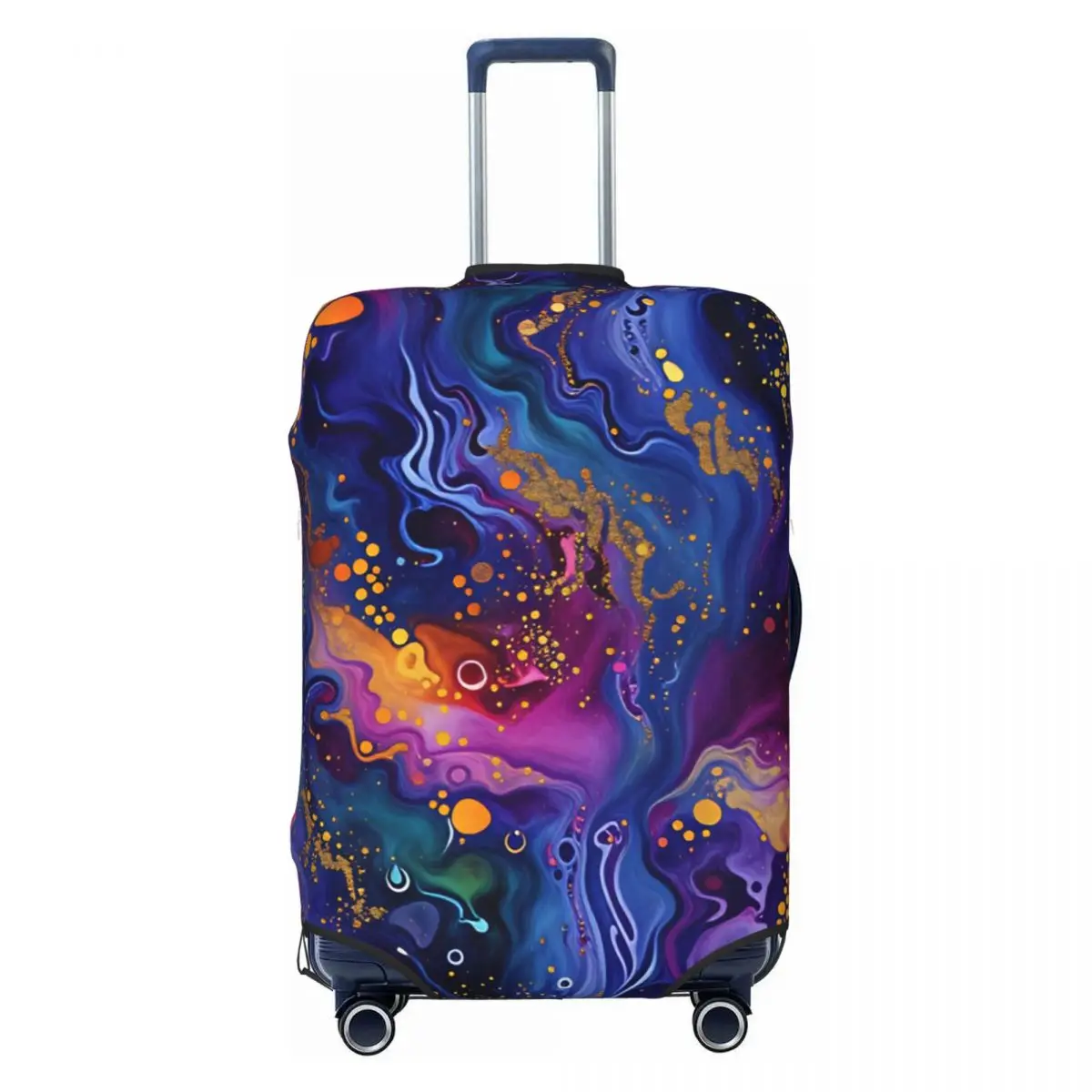 Alcohol Ink Fluid Pattern With Gold Glitter Accents Suitcase Cover Washable Luggage Covers Protector for 18-32 inch
