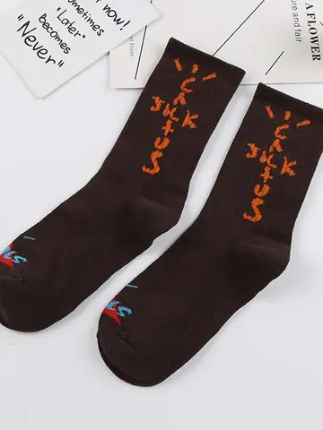 3 Pairs of Socks MEN'S Mid-calf Socks Cotton Socks Street Letters Hip Hop Sports Socks Mid-calf