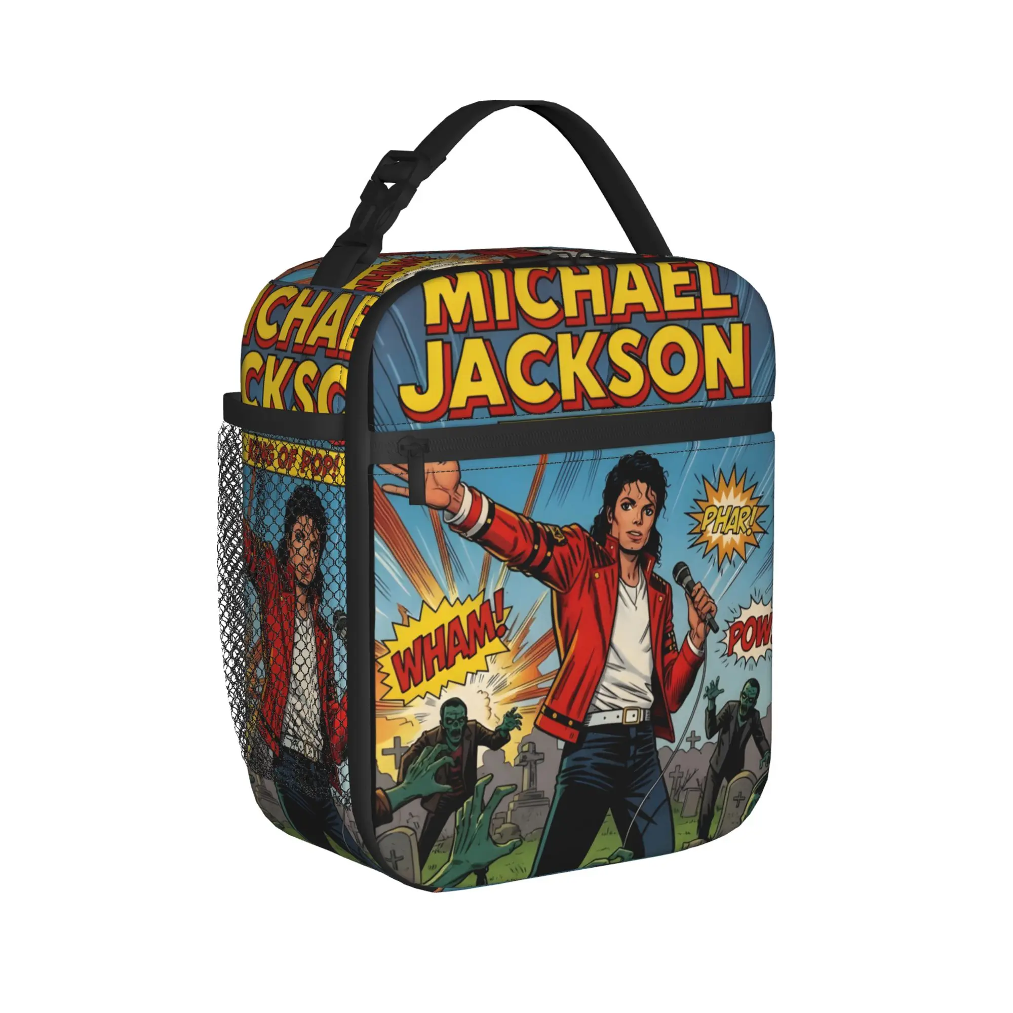 MJ king of pop COMIC STYLE Insulated Lunch Bags Cooler Bag Meal Container Portable Tote Lunch Box Men Women School  Picnic