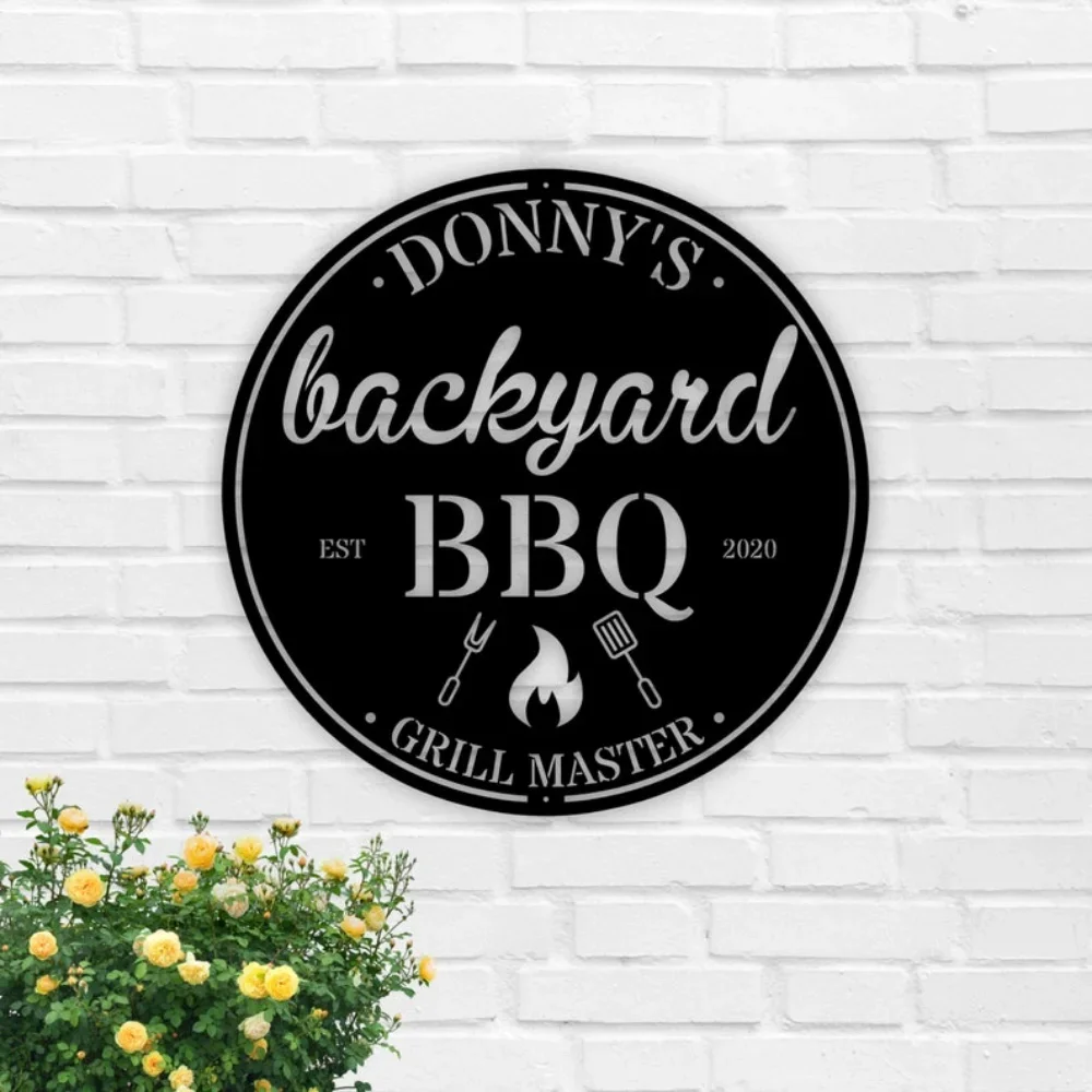 Personalized Backyard BBQ Metal Sign Custom Outdoor Kitchen Sign Wall Decor BBQ Grill Dad Gift halloween masks