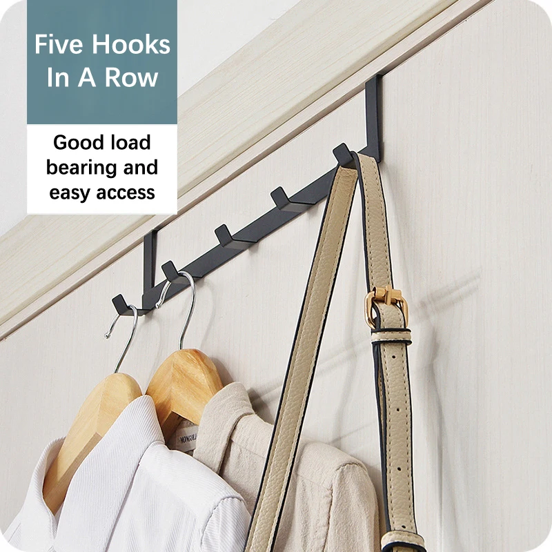 5 Hooks Iron Wall Hook Sticker Adhesive Door Hook Towel Clothes Robe Rack Toilet Accessories Shower Accessories