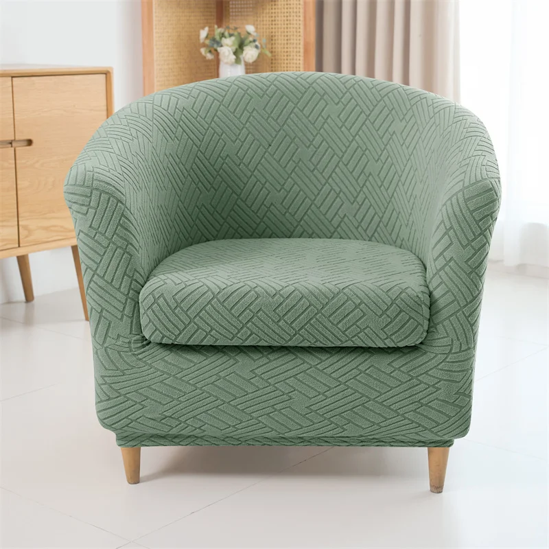 2pcs/set Jacquard Club Tub Chair Cover with Cushion Cover Elastic Armchair Slipcover Non Slip Couch Cover Furniture Protector image 3