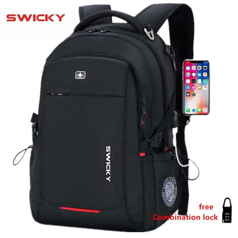 SWICKY-mochila multifunción para hombre, morral antirrobo impermeable para ordenador portátil de 15,6 pulgadas, mochilas escolares para niño