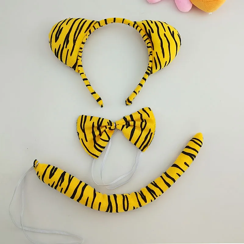 

Children Boy Girls Men Tiger Costumes Ears and Tail Headband Set Cosplay Accessories