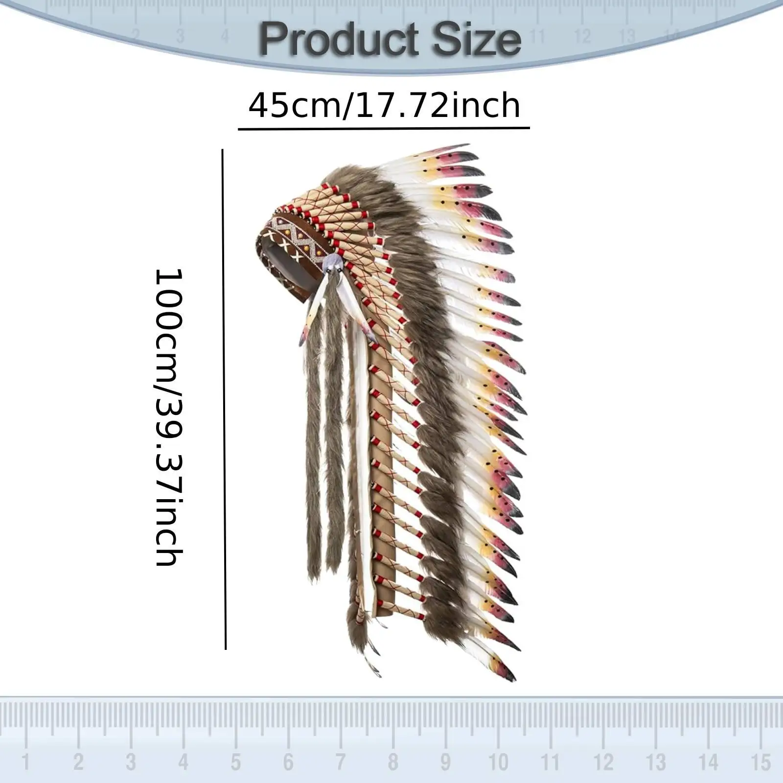 Indian Feather Headdress Fancy Dress Chief Indian Hat for Carnival Performance