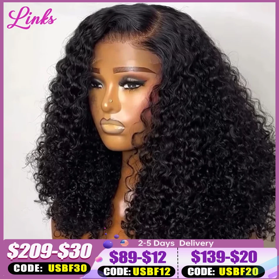 Links Short Bob Wigs Water Curly 13x4 13x6 HD Lace Front Human Hair For Women 250% Brazilian Deep Wave 5x5 Lace Closure Wig