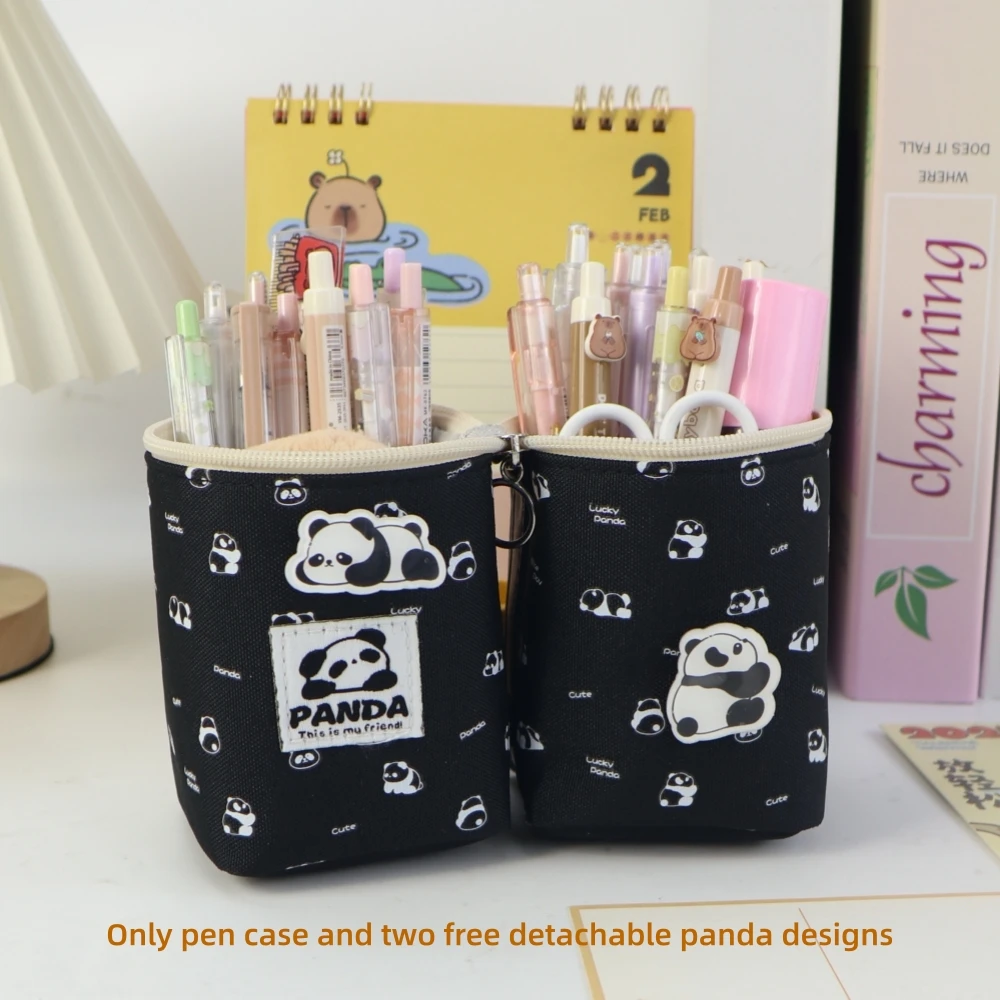 Two-use pencil bag Pen holder Cartoon cute Capybara pen case Detachable Panda pattern School study office supplies stationery