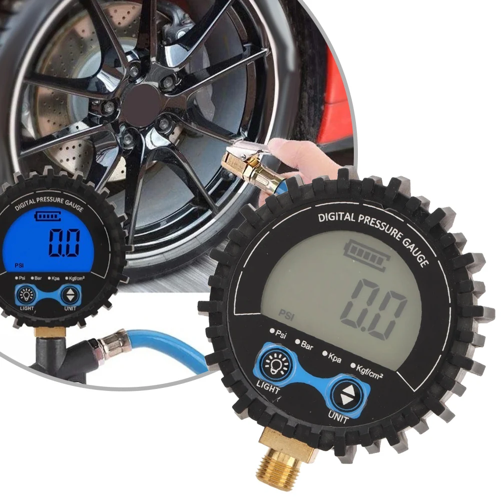 

High Precision Digital Tire Pressure Gauge with Backlit LCD Display for Vehicle Tire Air Inflator Tester M11x1