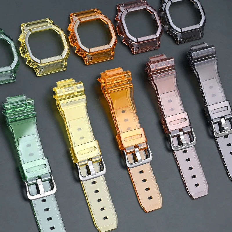 Transparent Watch Strap Bezel for Casio G-SHOCK DW5600 GW-M5610 GLS-5600 TPU Modifying Kit Replace Watch Band Protective Case