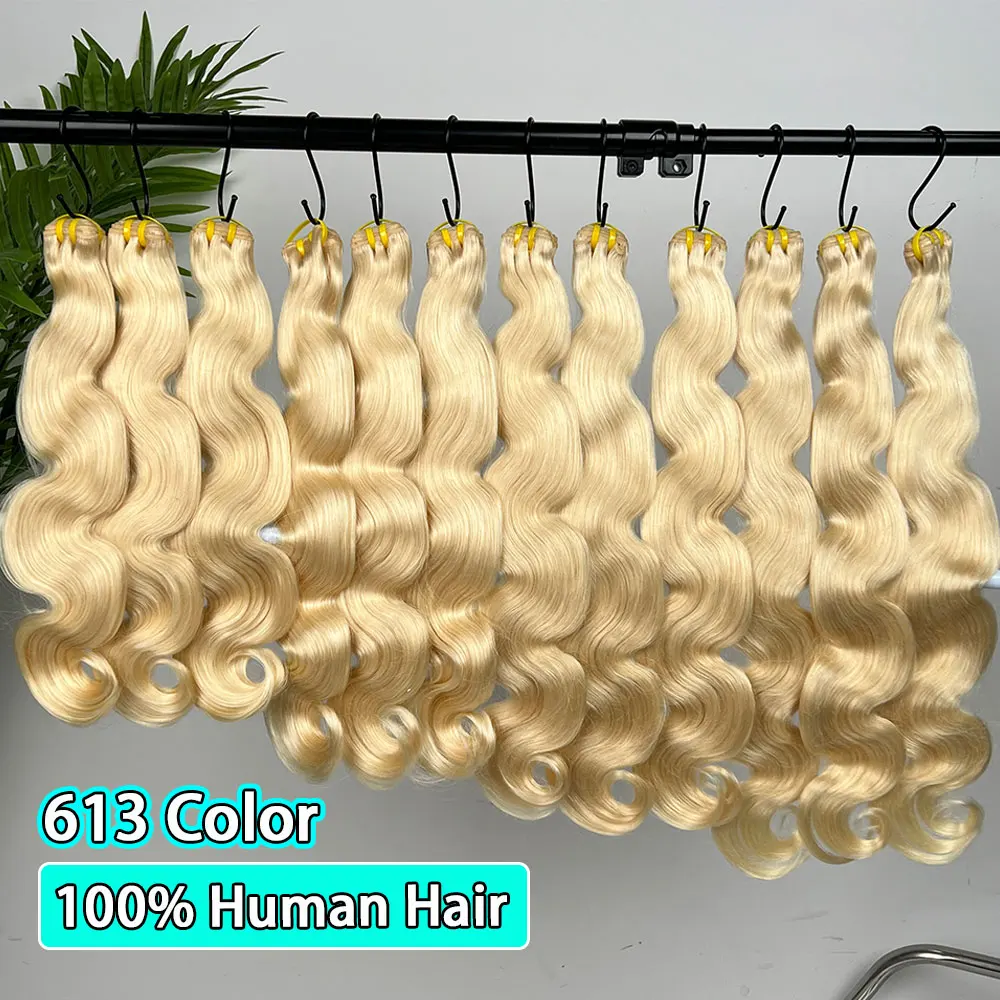 #613 Blonde Body Wave Bundels 100% Human Hair 1/2/3/4 Bundles Vietnameseaw Hair 10-30 inch Human Hair Double Weft Can Be Dyed