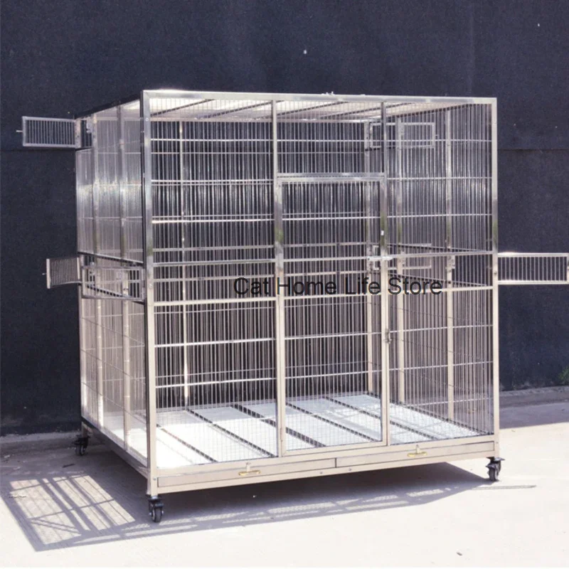 Stainless Large Bird Cage Home Myna Courtyard Parrot Cockatiel Bird Cage Birdhouse Nest Oiseaux Accessoires Pet House QF50NL