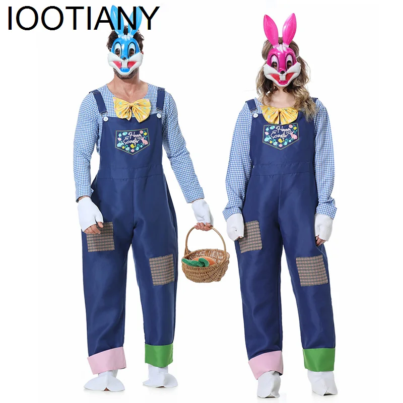 New Carnival Halloween Easter Bunny Costume Unisex Parent Child clothes Rabbit Mascot Outfit Cosplay Fancy Party Dress